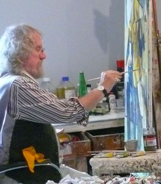 Painting at easel