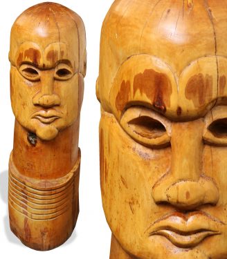 Totem head sculpture