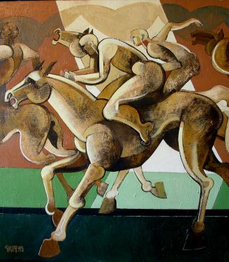 Oil painting Geoffrey Key Race