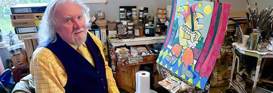 Geoffrey Key with Mr punch painting