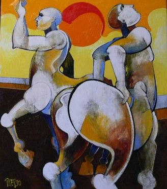 Oil painting Geoffrey Key Centaurs