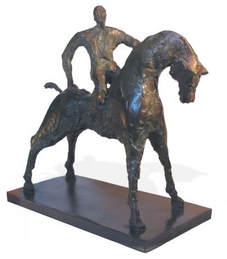 Horse sculpture with rider